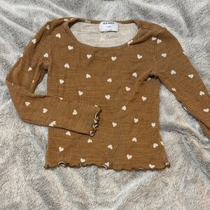 Old Navy Kids Brown Heart Long Sleeve Tee